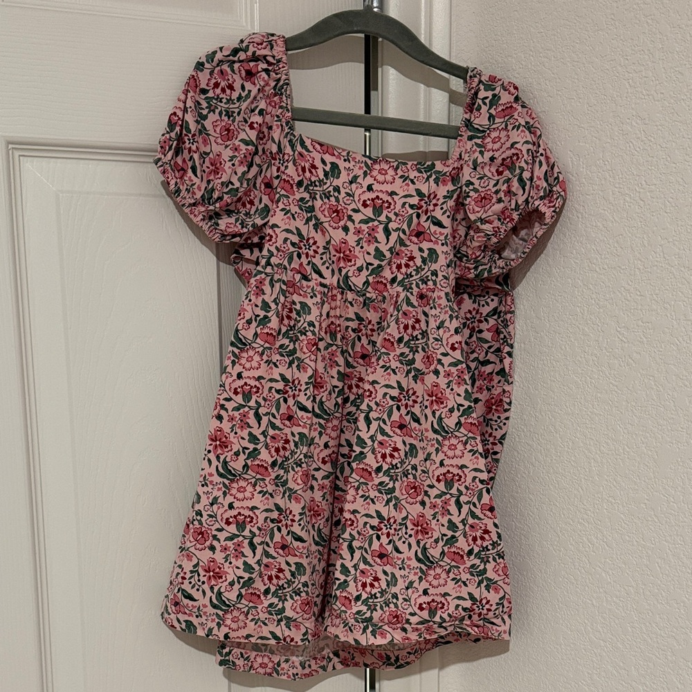 Nordstrom Floral Pink Puff Sleeve Top